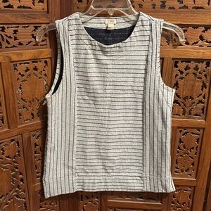 J. Crew All Cotton Striped Sleeveless Side Vent Top